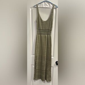 Elegant Olive Green Crochet Dress